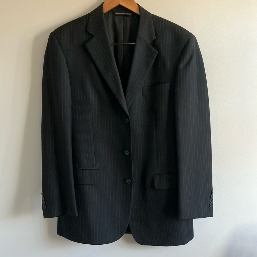 Classic Black Pinstripe Men's Blazer